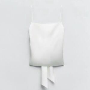 Zara White Satin Effect Cami with Bow Back